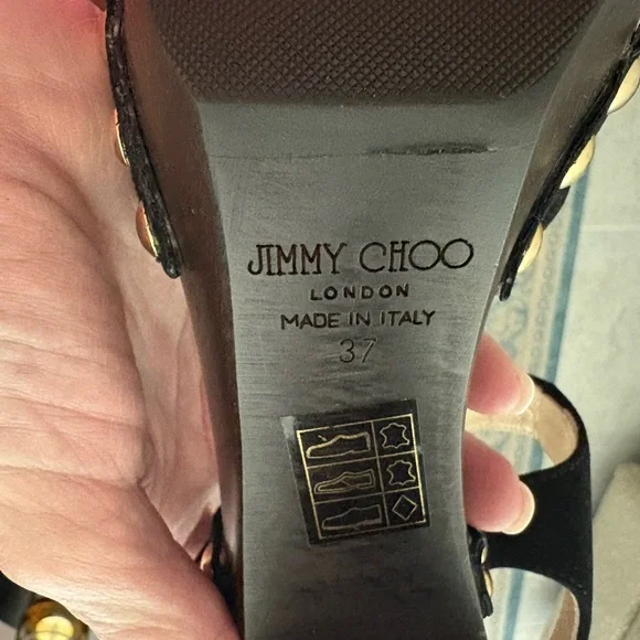 Jimmy Choo Urban Black Suede Women's Platform Sandals. Size 37 (6.5M) - Picture 13 of 16